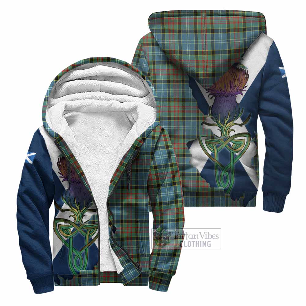Tartan Vibes Clothing Cathcart Tartan Family Crest Sherpa Hoodie Scottish Thistle Celtic Inspired