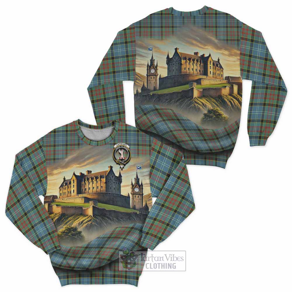 Tartan Vibes Clothing Cathcart Tartan Family Crest Sweatshirt with Scottish Ancient Castle Style