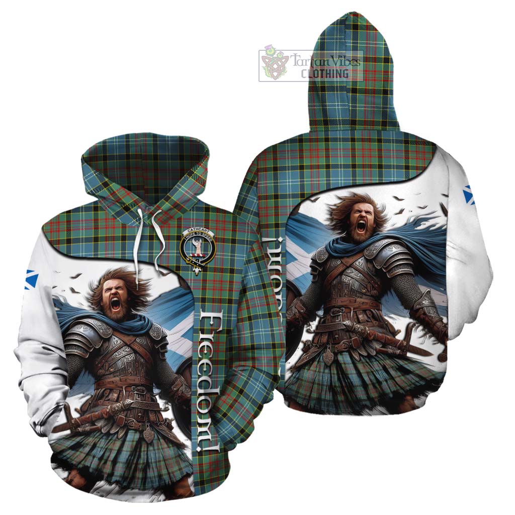 Tartan Vibes Clothing Cathcart Crest Tartan Cotton Hoodie Inspired by the Freedom of Scottish Warrior