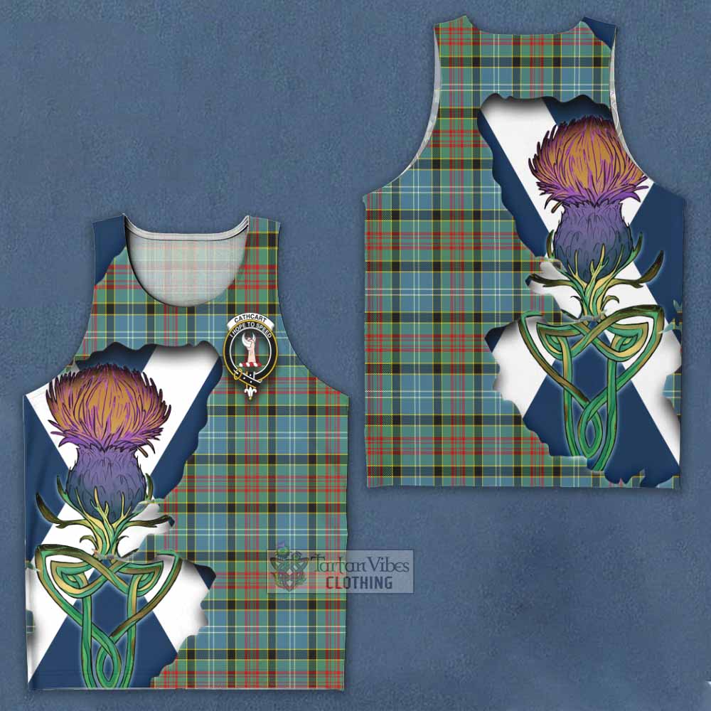 Tartan Vibes Clothing Cathcart Tartan Family Crest Men's Tank Top Scottish Thistle Celtic Inspired