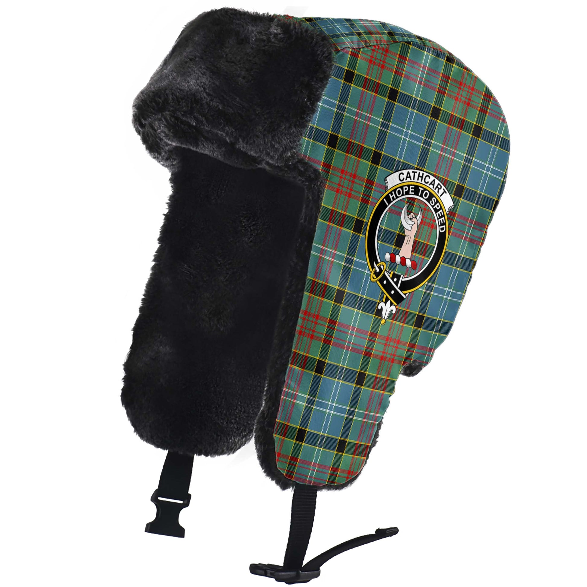 Cathcart Tartan Winter Trapper Hat with Family Crest - Tartanvibesclothing