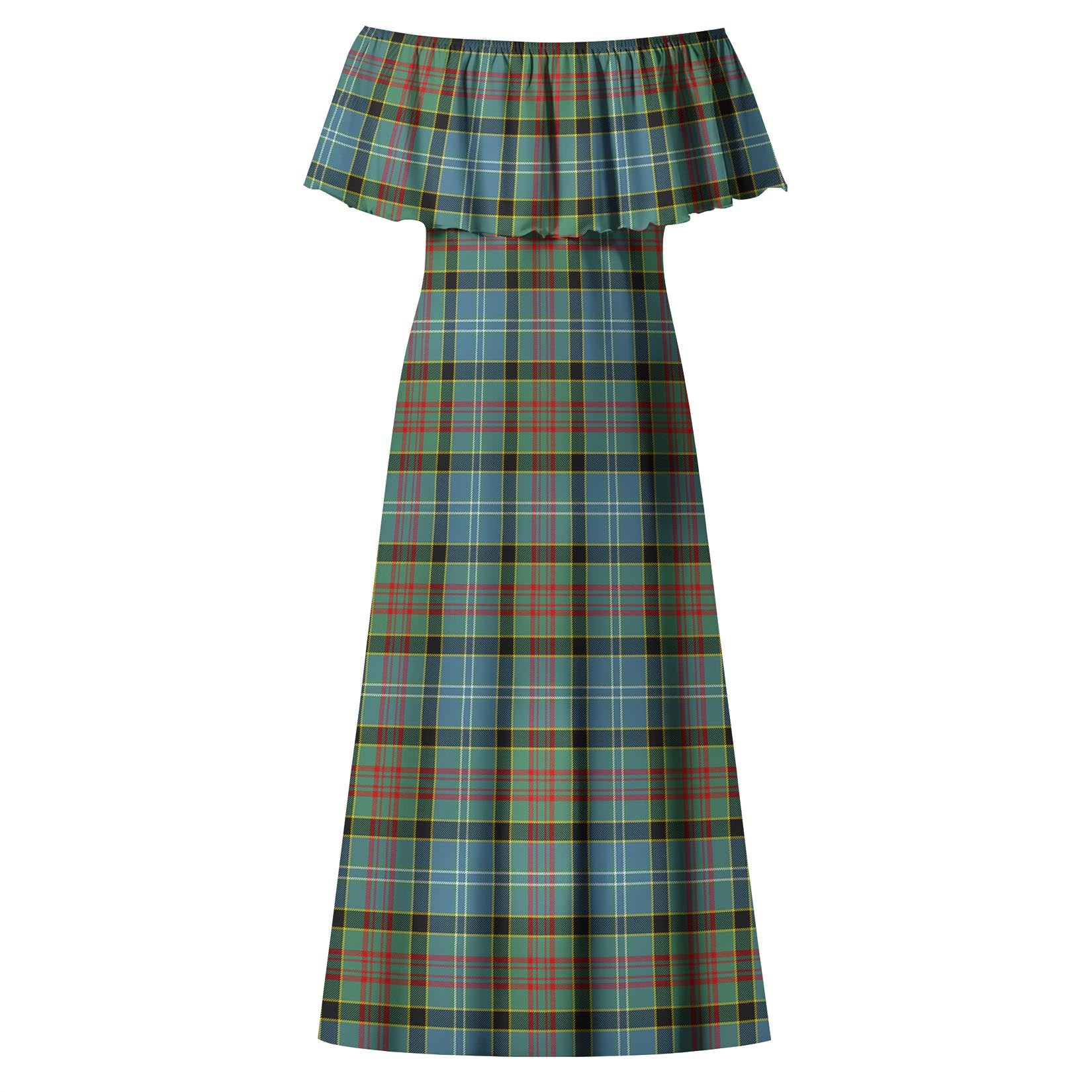 Cathcart Tartan Off Shoulder Long Dress - Tartanvibesclothing