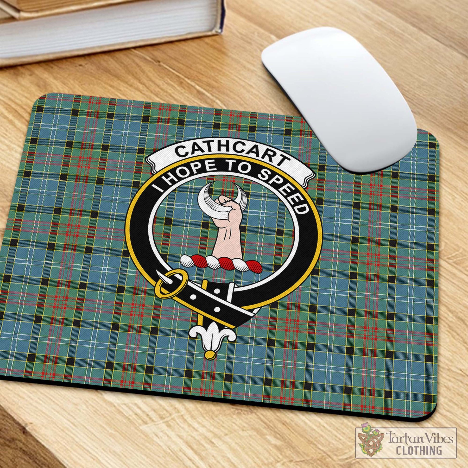 Tartan Vibes Clothing Cathcart Tartan Mouse Pad with Family Crest