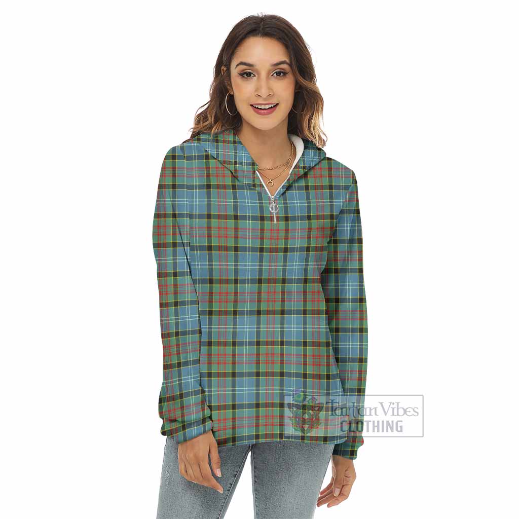Tartan Vibes Clothing Cathcart Tartan Women's Borg  Half Zip Fleece Hoodie