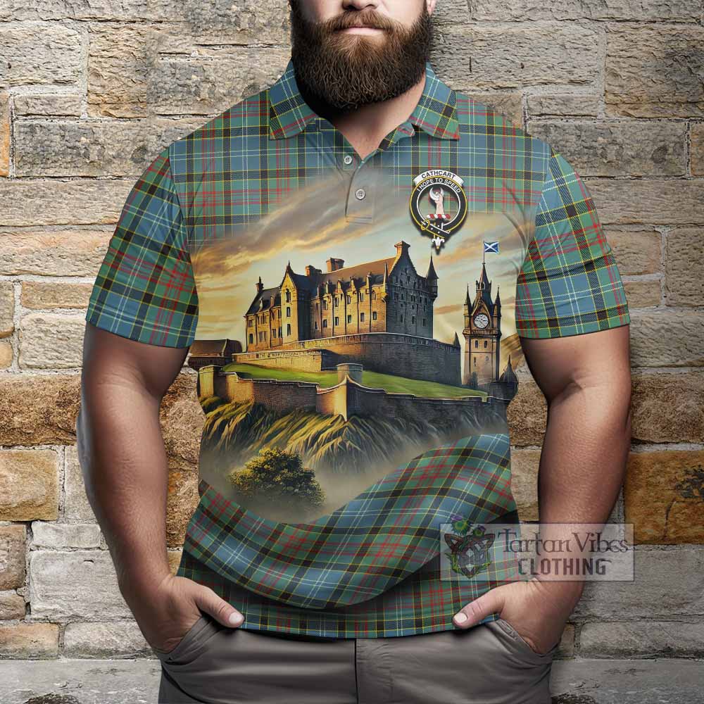 Tartan Vibes Clothing Cathcart Tartan Family Crest Polo Shirt with Scottish Ancient Castle Stype