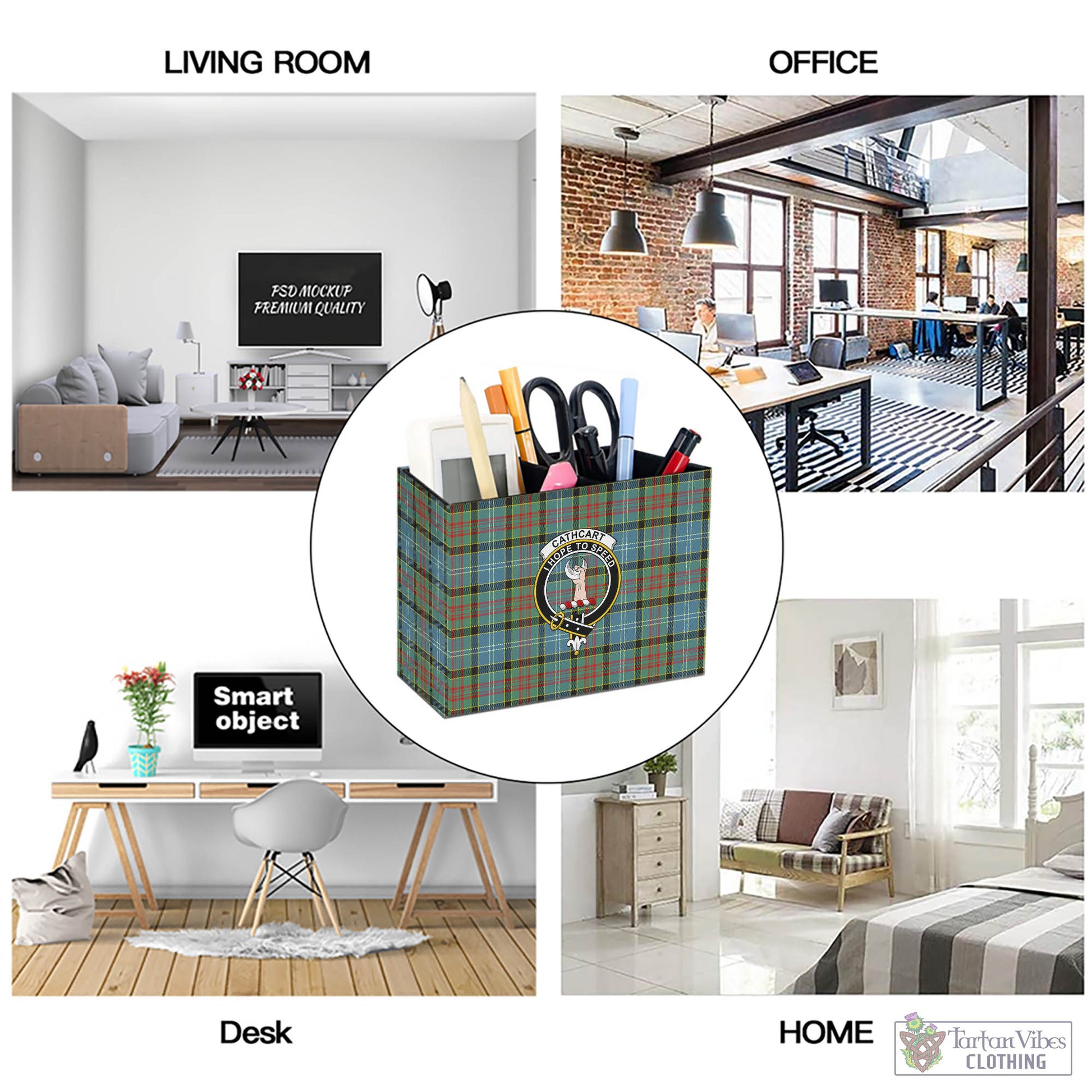 Tartan Vibes Clothing Cathcart Tartan Pen Holder with Family Crest