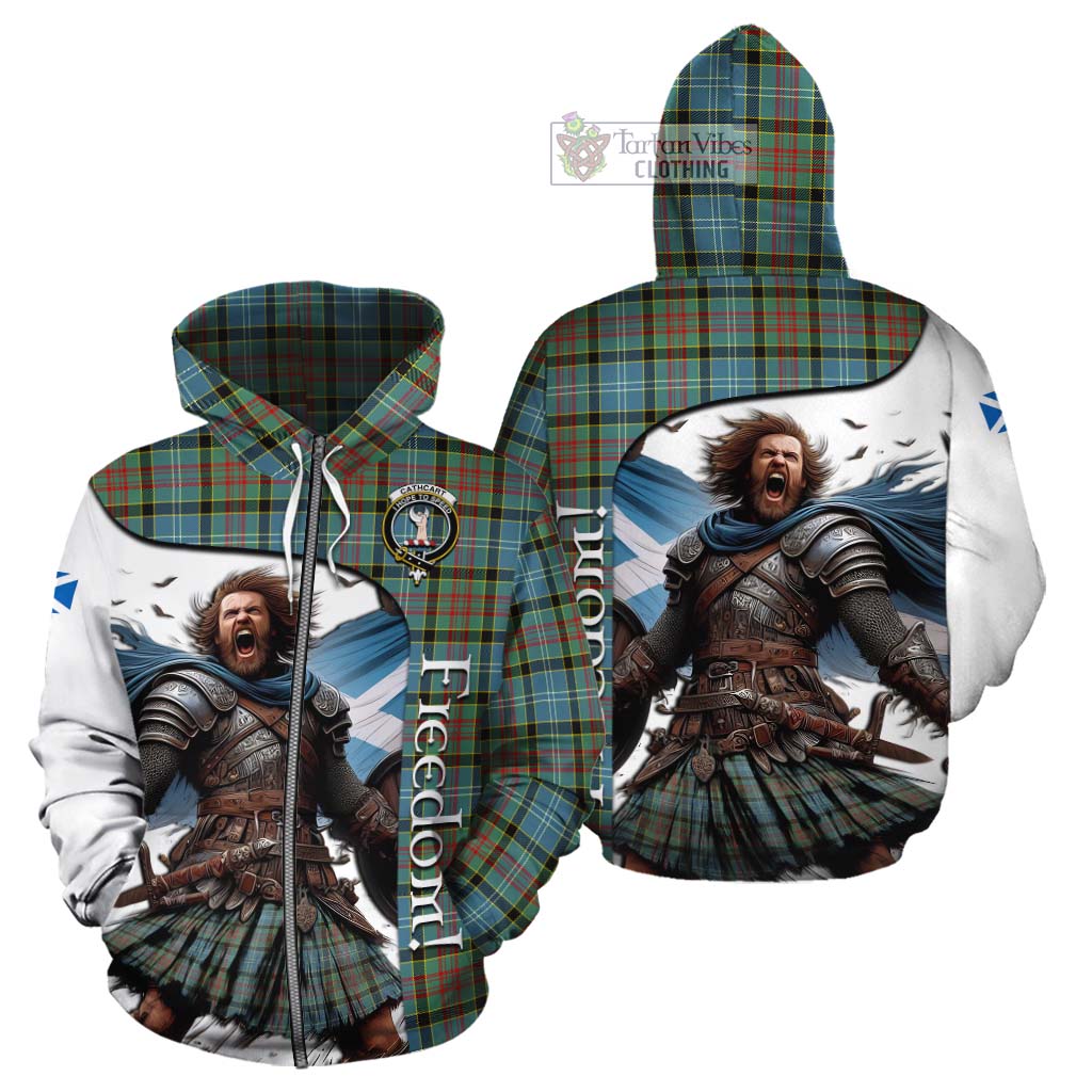 Tartan Vibes Clothing Cathcart Crest Tartan Cotton Hoodie Inspired by the Freedom of Scottish Warrior