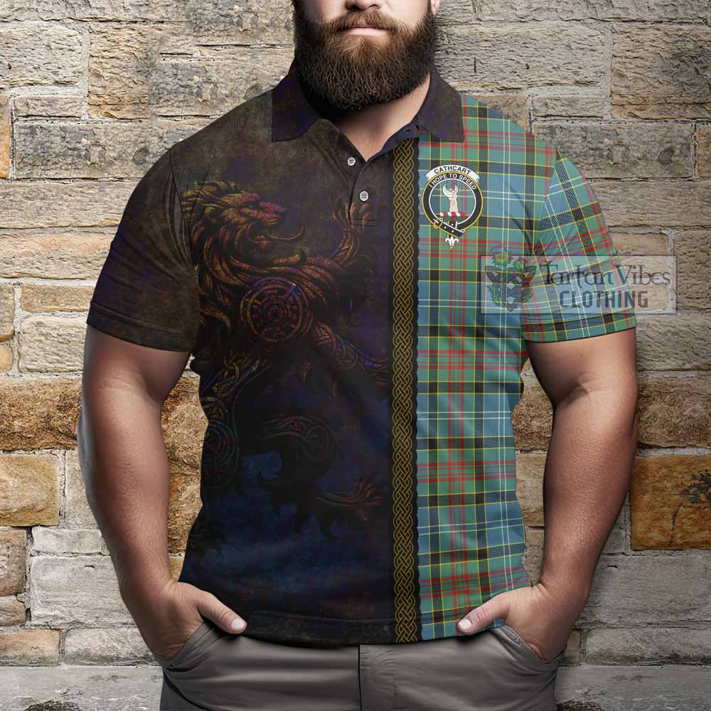Tartan Vibes Clothing Cathcart Tartan Family Crest Polo Shirt Alba Gu Brath Be Brave Lion Ancient Style
