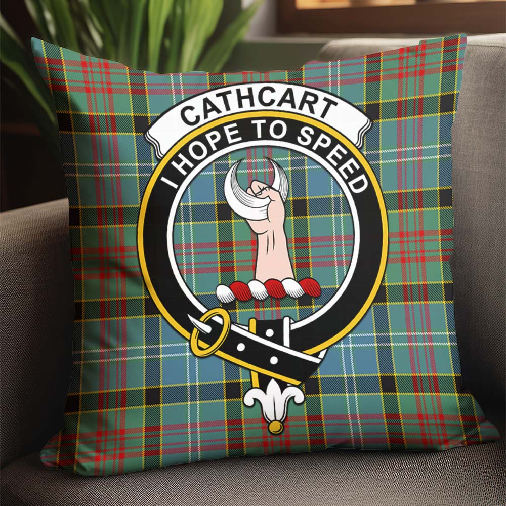 Cathcart Tartan Pillow Cover with Family Crest - Tartanvibesclothing