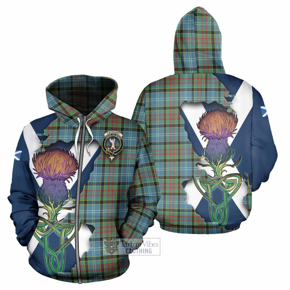 Tartan Vibes Clothing Cathcart Tartan Family Crest Hoodie Scottish Thistle Celtic Inspired