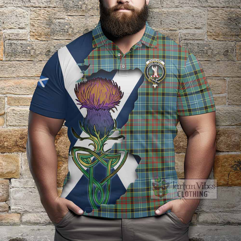 Tartan Vibes Clothing Cathcart Tartan Family Crest Polo Shirt Scottish Thistle Celtic Inspired