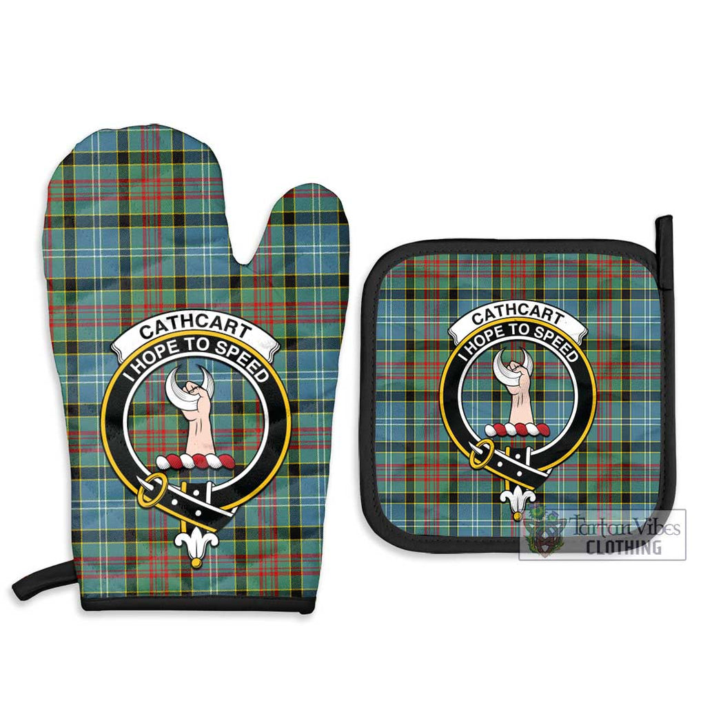 Cathcart Tartan Combo Oven Mitt & Pot-Holder with Family Crest Combo 1 Oven Mitt & 2 Pot-Holder Black - Tartan Vibes Clothing