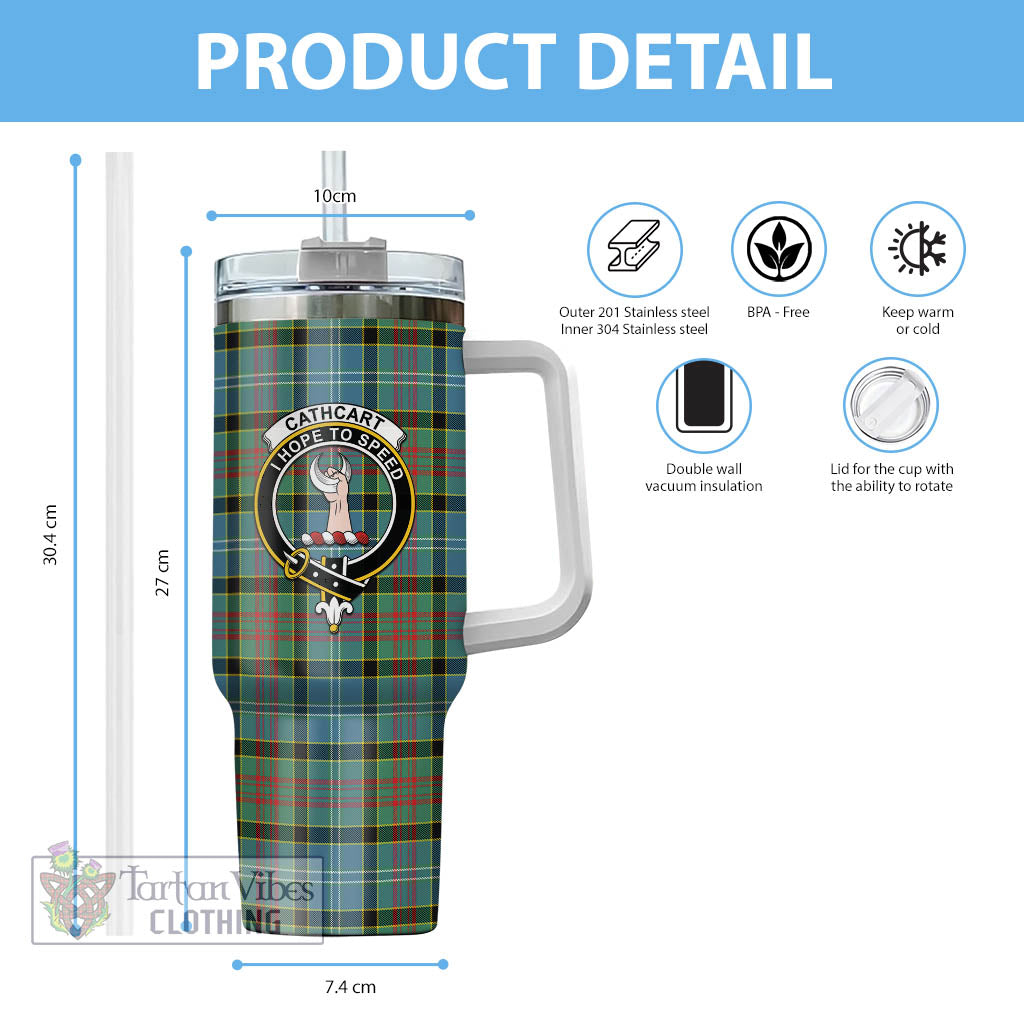 Tartan Vibes Clothing Cathcart Tartan and Family Crest Tumbler with Handle