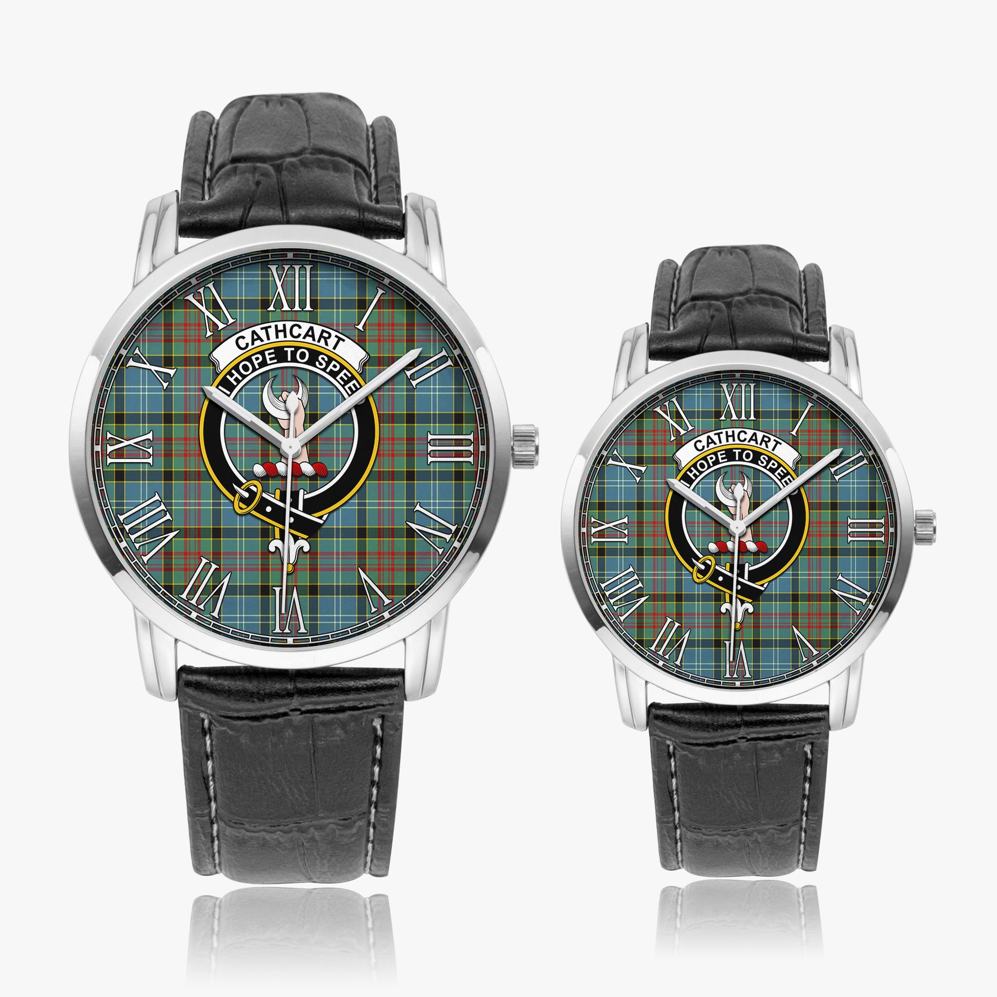Cathcart Tartan Family Crest Leather Strap Quartz Watch - Tartanvibesclothing