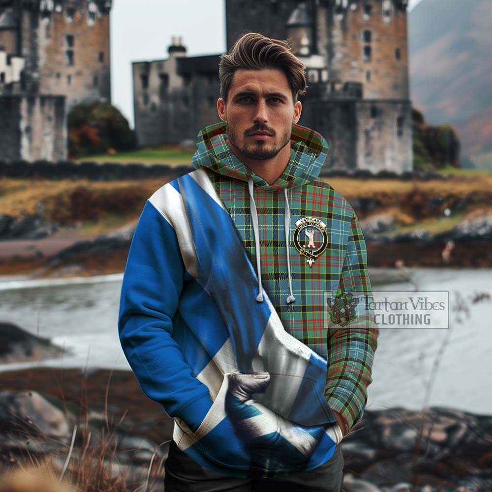 Tartan Vibes Clothing Cathcart Tartan Cotton Hoodie with Family Crest Scotland Patriotic Style