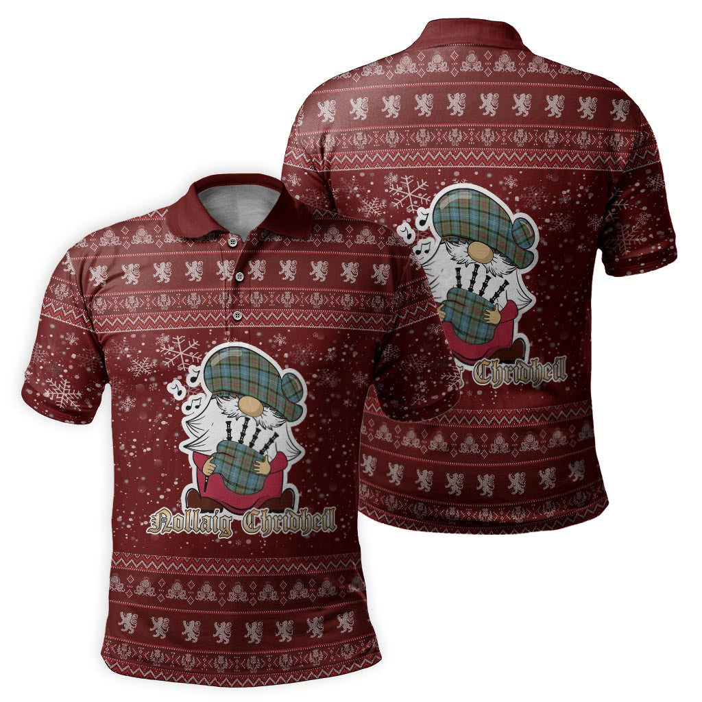 Cathcart Clan Christmas Family Polo Shirt with Funny Gnome Playing Bagpipes - Tartanvibesclothing
