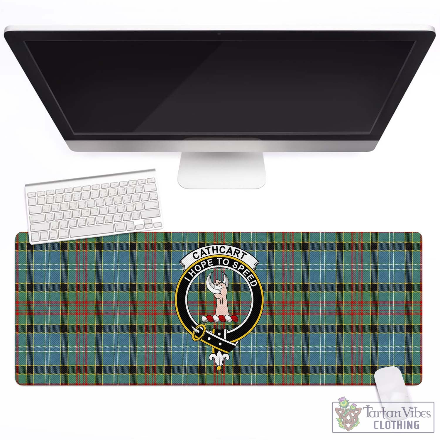 Tartan Vibes Clothing Cathcart Tartan Mouse Pad with Family Crest
