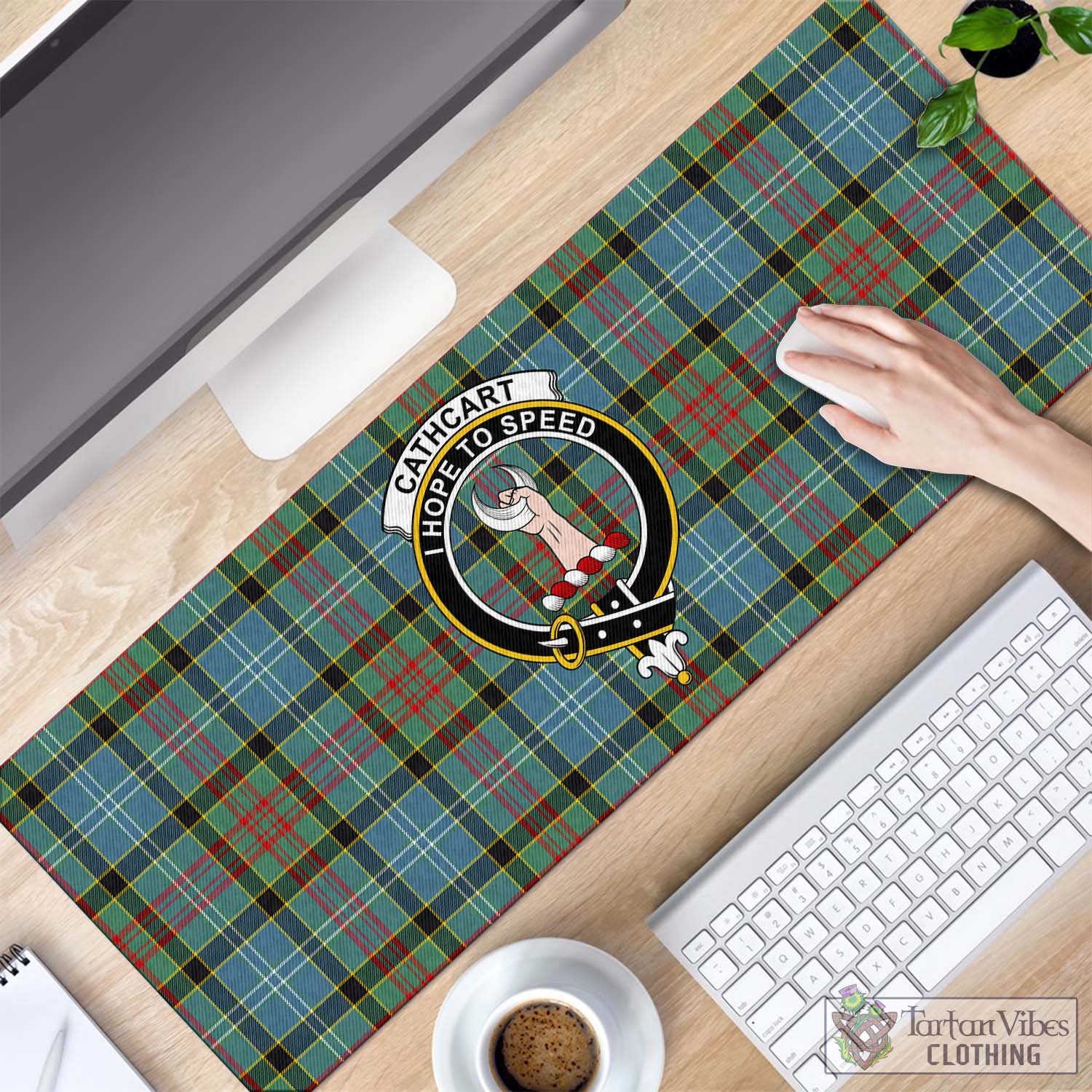 Tartan Vibes Clothing Cathcart Tartan Mouse Pad with Family Crest