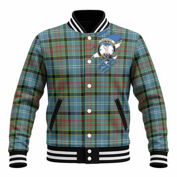 Cathcart Clan Crest In Me Tartan Baseball Jacket Scotland Flag Style