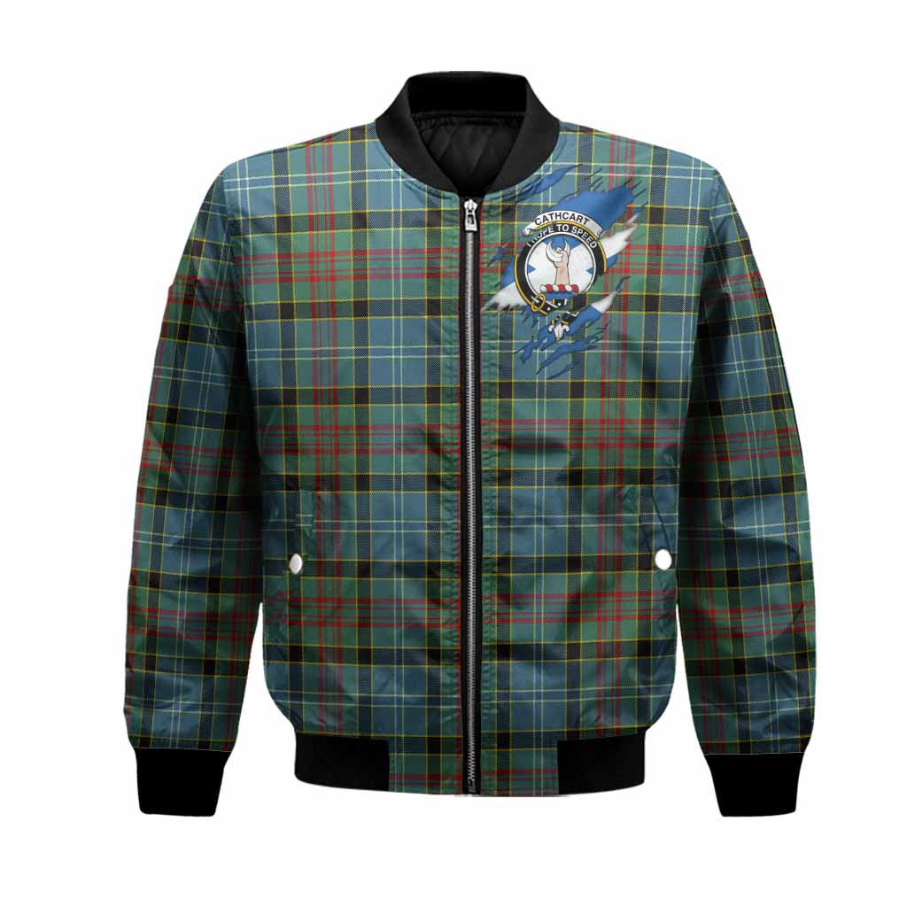 Cathcart Clan Crest In Me Tartan Bomber Jacket Scotland Flag Style