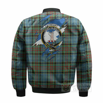 Cathcart Clan Crest In Me Tartan Bomber Jacket Scotland Flag Style