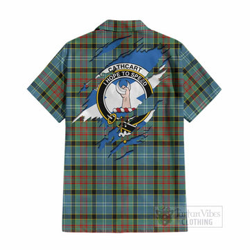 Cathcart Clan Crest In Me Tartan Cotton Hawaiian Shirt Scotland Flag Style