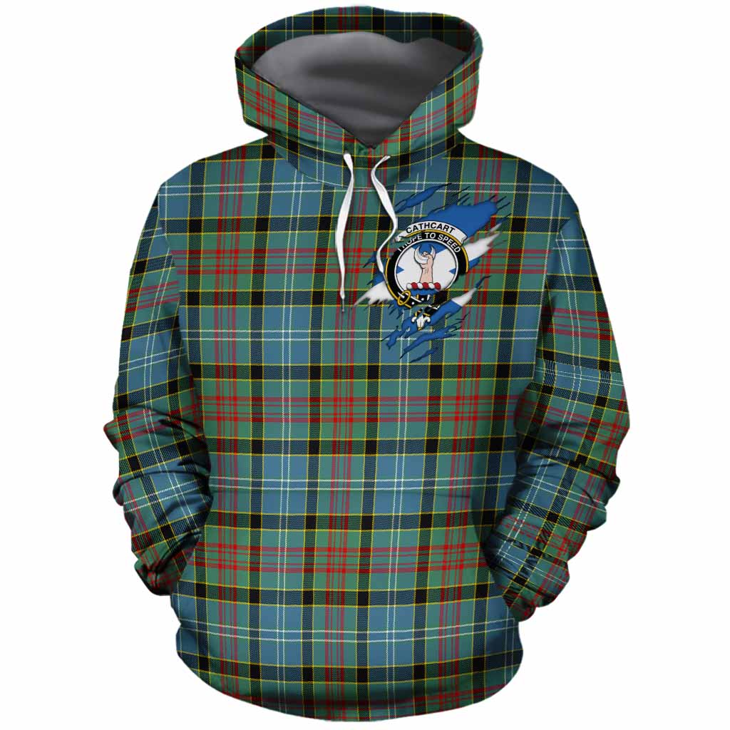 Cathcart Clan Crest In Me Tartan Cotton Hoodie Scotland Flag Style