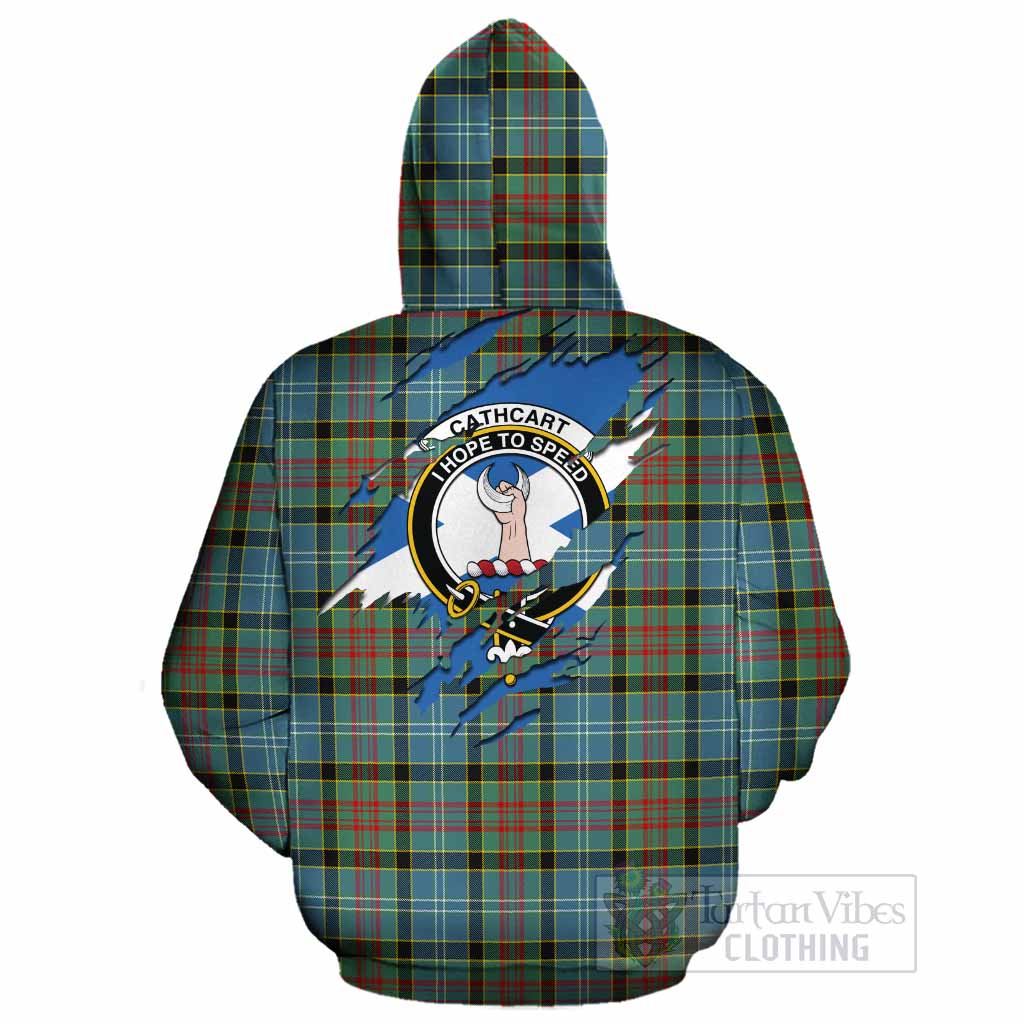 Cathcart Clan Crest In Me Tartan Cotton Hoodie Scotland Flag Style