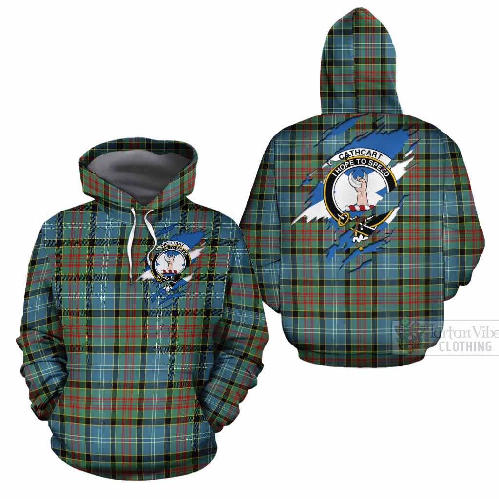 Cathcart Clan Crest In Me Tartan Cotton Hoodie Scotland Flag Style