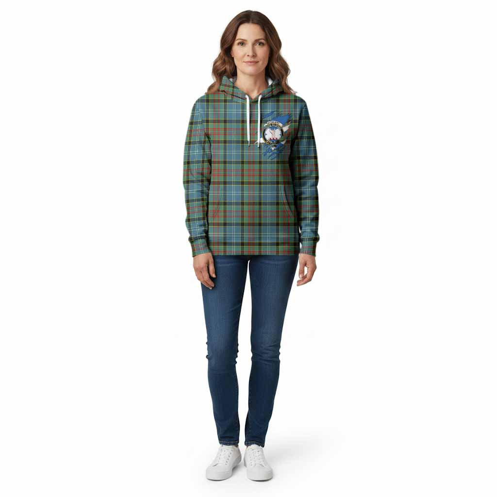 Cathcart Clan Crest In Me Tartan Cotton Hoodie Scotland Flag Style