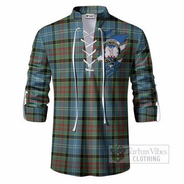 Cathcart Clan Crest In Me Tartan Ghillie Shirt Scotland Flag Style