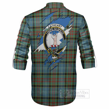 Cathcart Clan Crest In Me Tartan Ghillie Shirt Scotland Flag Style