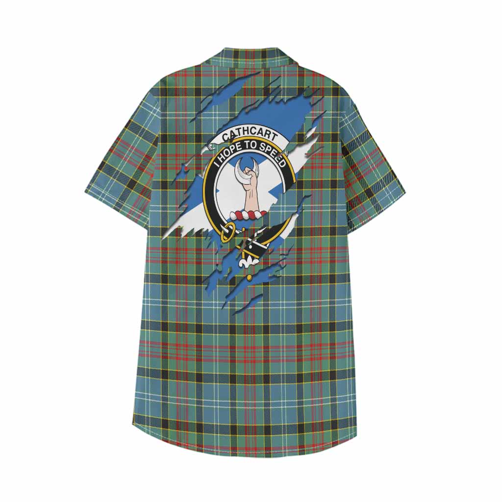 Cathcart Clan Crest In Me Tartan Kid Hawaiian Shirt Scotland Flag Style