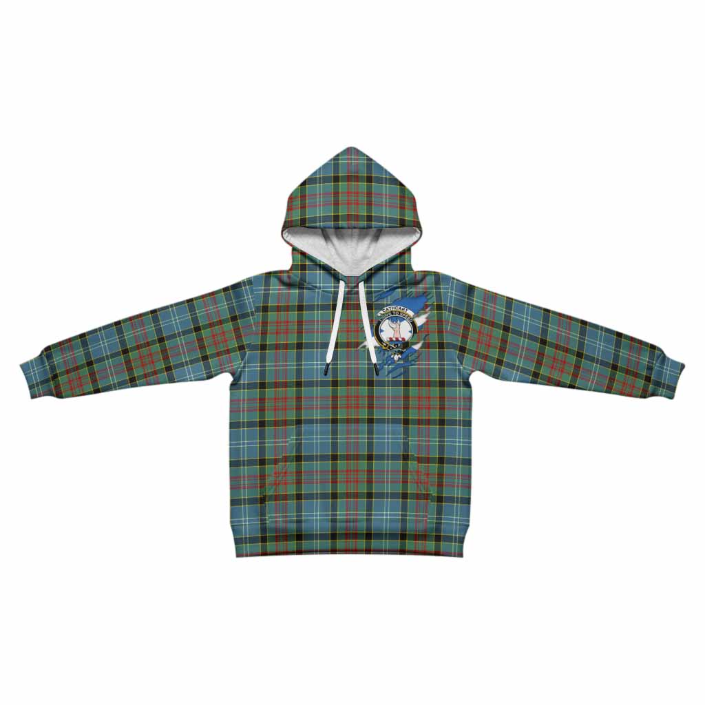 Cathcart Clan Crest In Me Tartan Kid Hoodie Scotland Flag Style