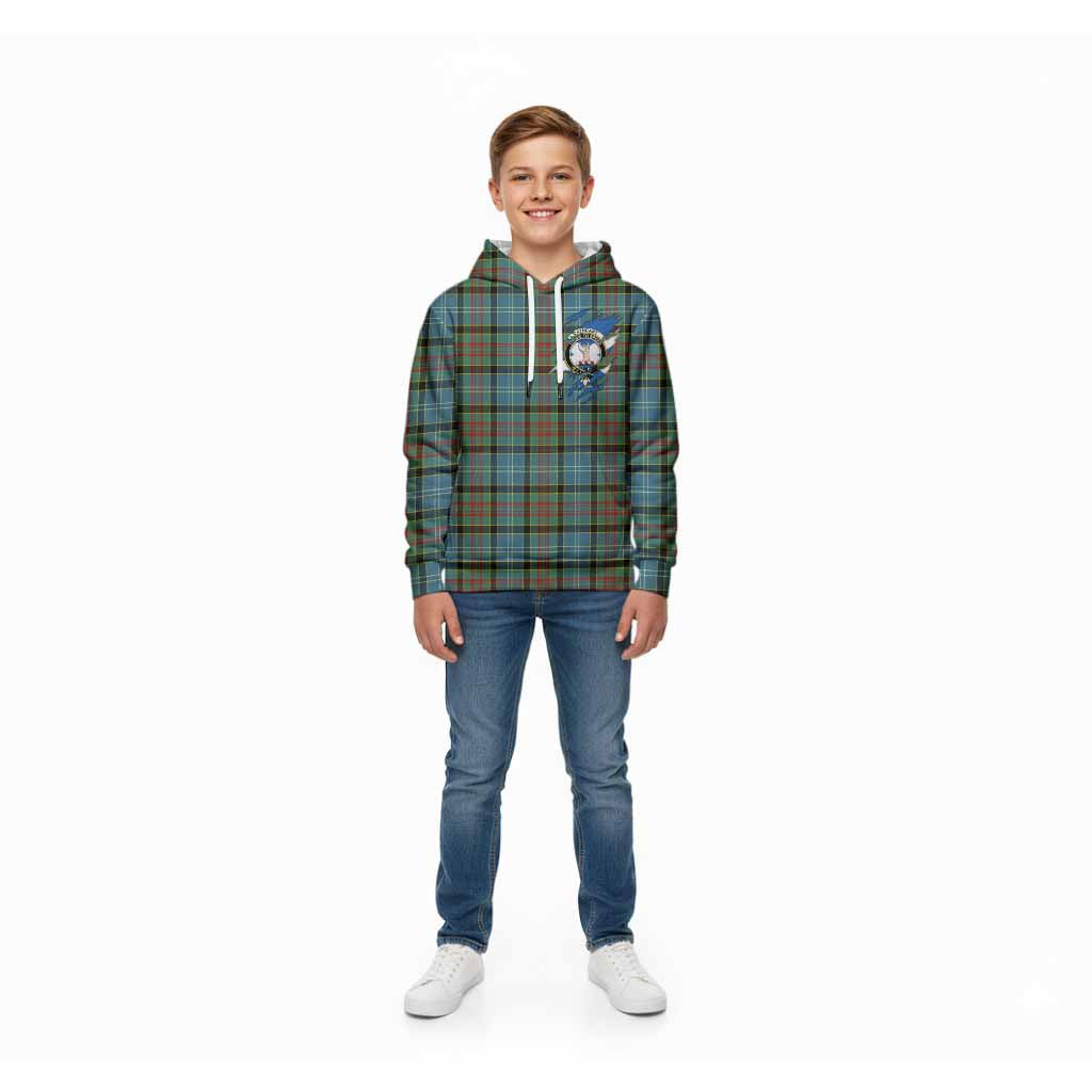 Cathcart Clan Crest In Me Tartan Kid Hoodie Scotland Flag Style