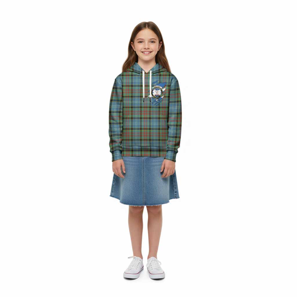 Cathcart Clan Crest In Me Tartan Kid Hoodie Scotland Flag Style
