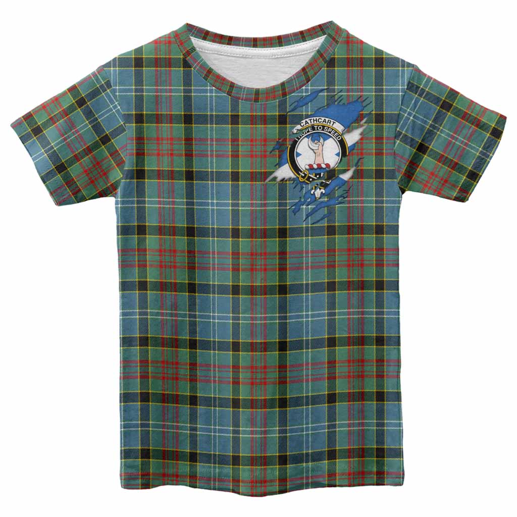 Cathcart Clan Crest In Me Tartan Kid T-shirt Scotland Flag Style