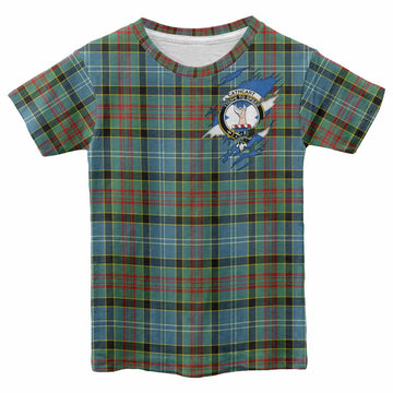 Cathcart Clan Crest In Me Tartan Kid T-shirt Scotland Flag Style