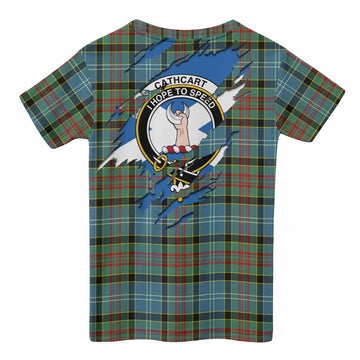 Cathcart Clan Crest In Me Tartan Kid T-shirt Scotland Flag Style