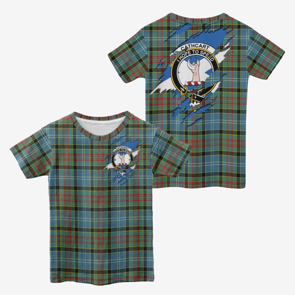 Cathcart Clan Crest In Me Tartan Kid T-shirt Scotland Flag Style
