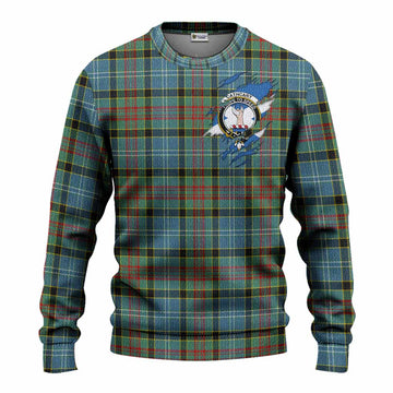 Cathcart Clan Crest In Me Tartan Knitted Sweater Scotland Flag Style