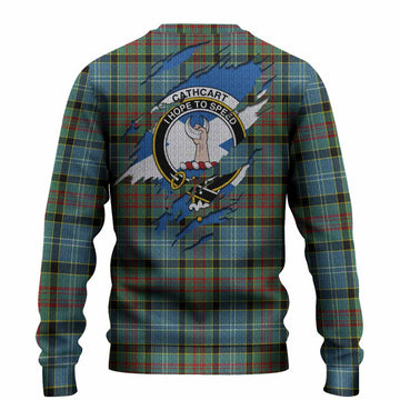 Cathcart Clan Crest In Me Tartan Knitted Sweater Scotland Flag Style