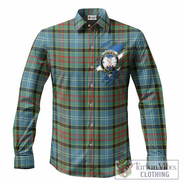 Cathcart Clan Crest In Me Tartan Long Sleeve Button Shirts Scotland Flag Style