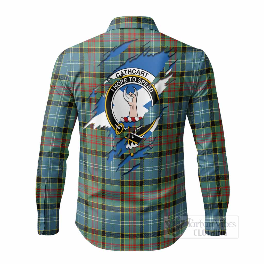 Cathcart Clan Crest In Me Tartan Long Sleeve Button Shirts Scotland Flag Style