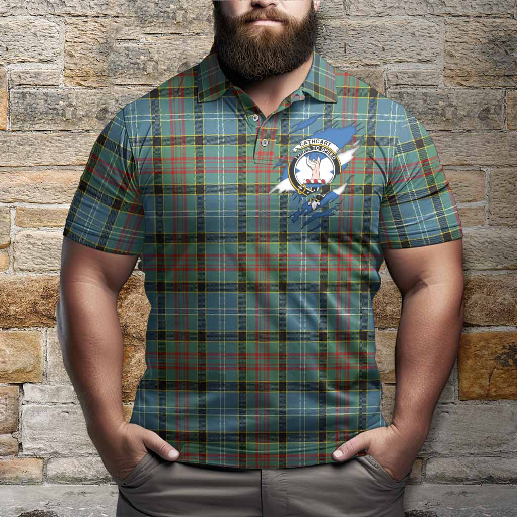 Cathcart Clan Crest In Me Tartan Polo Shirt Scotland Flag Style