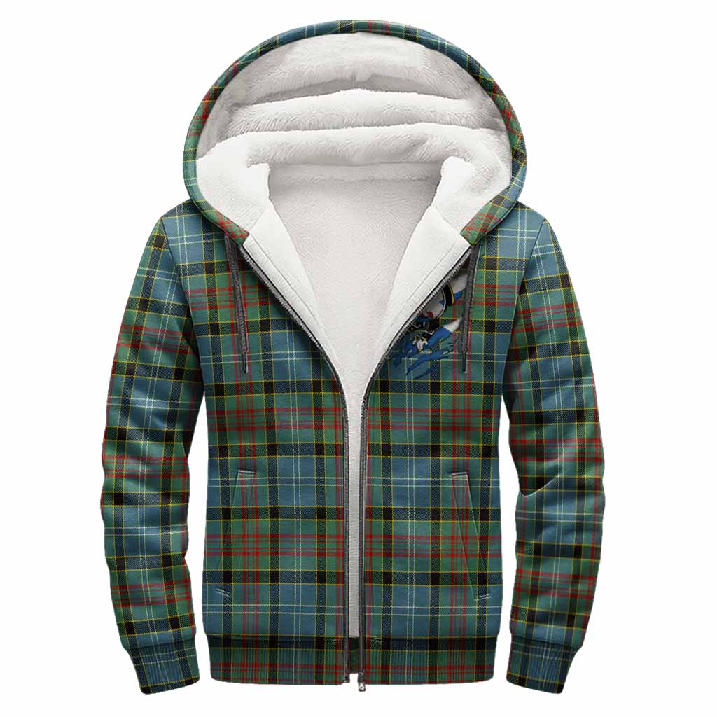 Cathcart Clan Crest In Me Tartan Sherpa Hoodie Scotland Flag Style