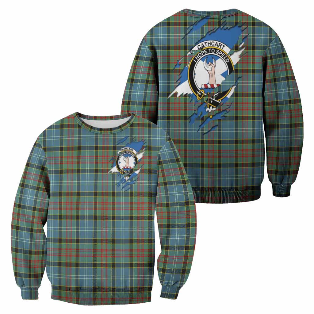 Cathcart Clan Crest In Me Tartan Sweatshirt Scotland Flag Style