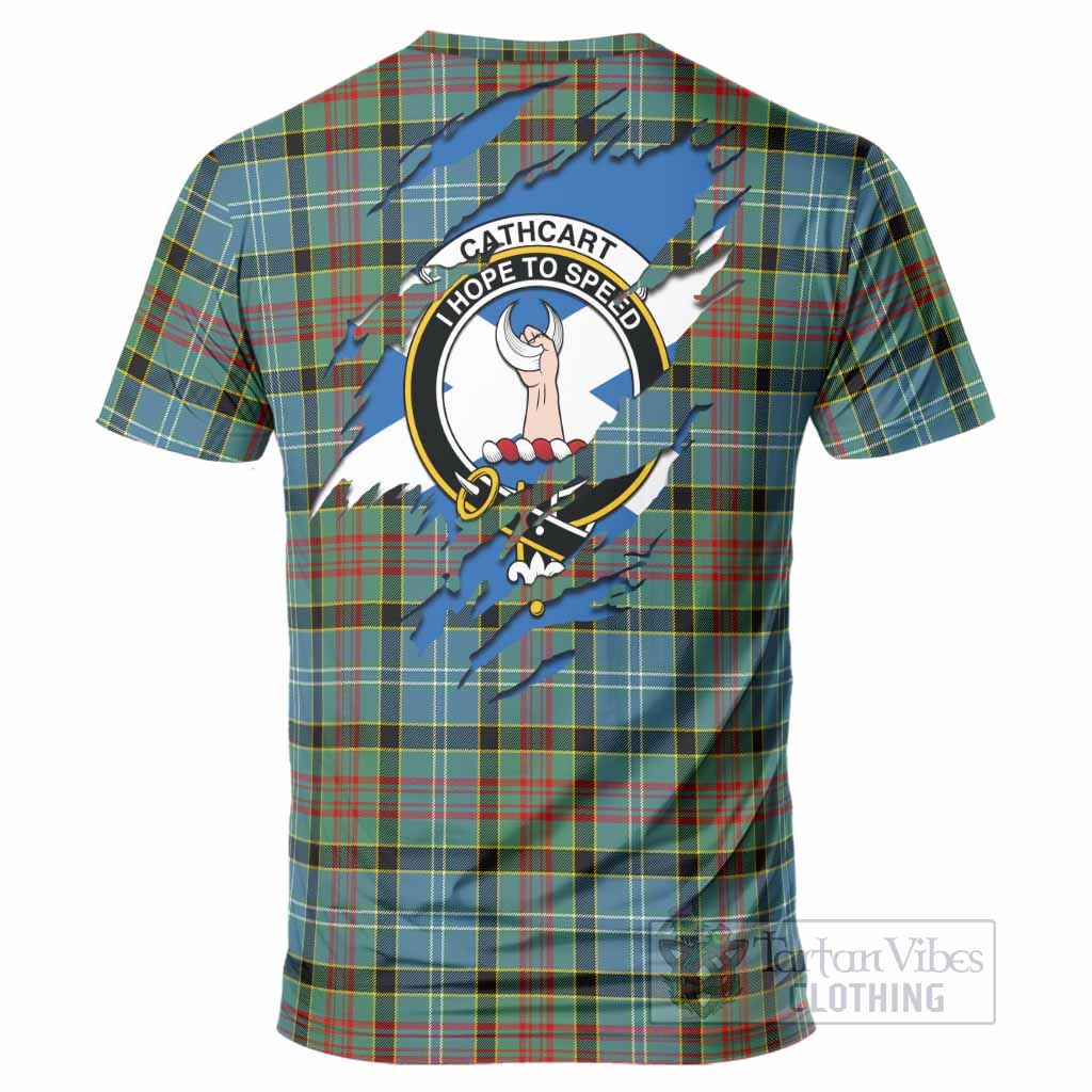 Cathcart Clan Crest In Me Tartan T-Shirt Scotland Flag Style