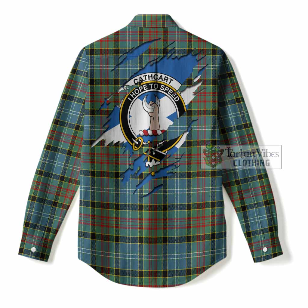 Cathcart Clan Crest In Me Tartan Women Casual Shirt Scotland Flag Style
