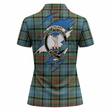 Cathcart Clan Crest In Me Tartan Women Polo Shirt Scotland Flag Style